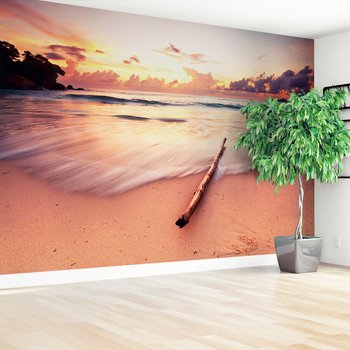 Fototapeta - plaża, zachód słońca, morze