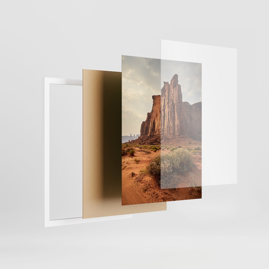 Zestaw obrazy w ramie, plakaty - skały, pustynia, erozja - rama biała
