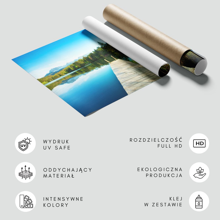 Fototapeta - jezioro, pomost, las