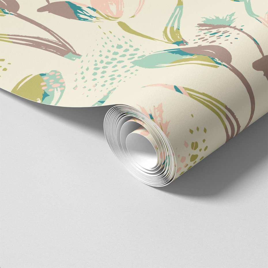 Tapeta - tulipan, liście, pędzle