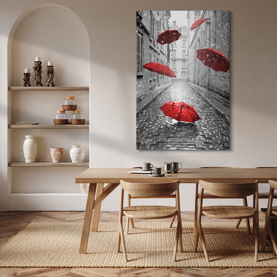 Obraz na płótnie - parasole, deszcz, ulica