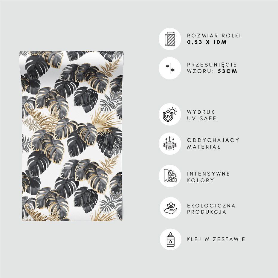 Tapeta - liście, monstera, ornamenty