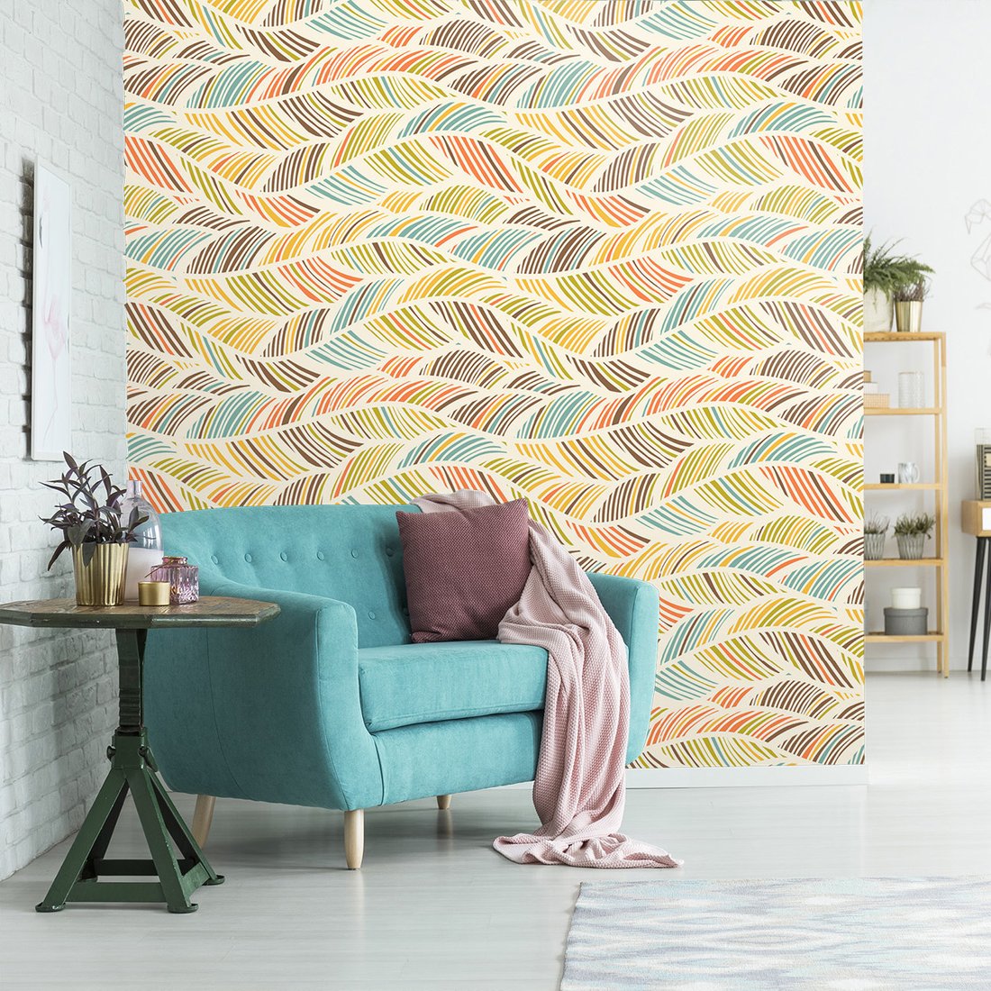 Tapeta - linie, wzgórza, fale