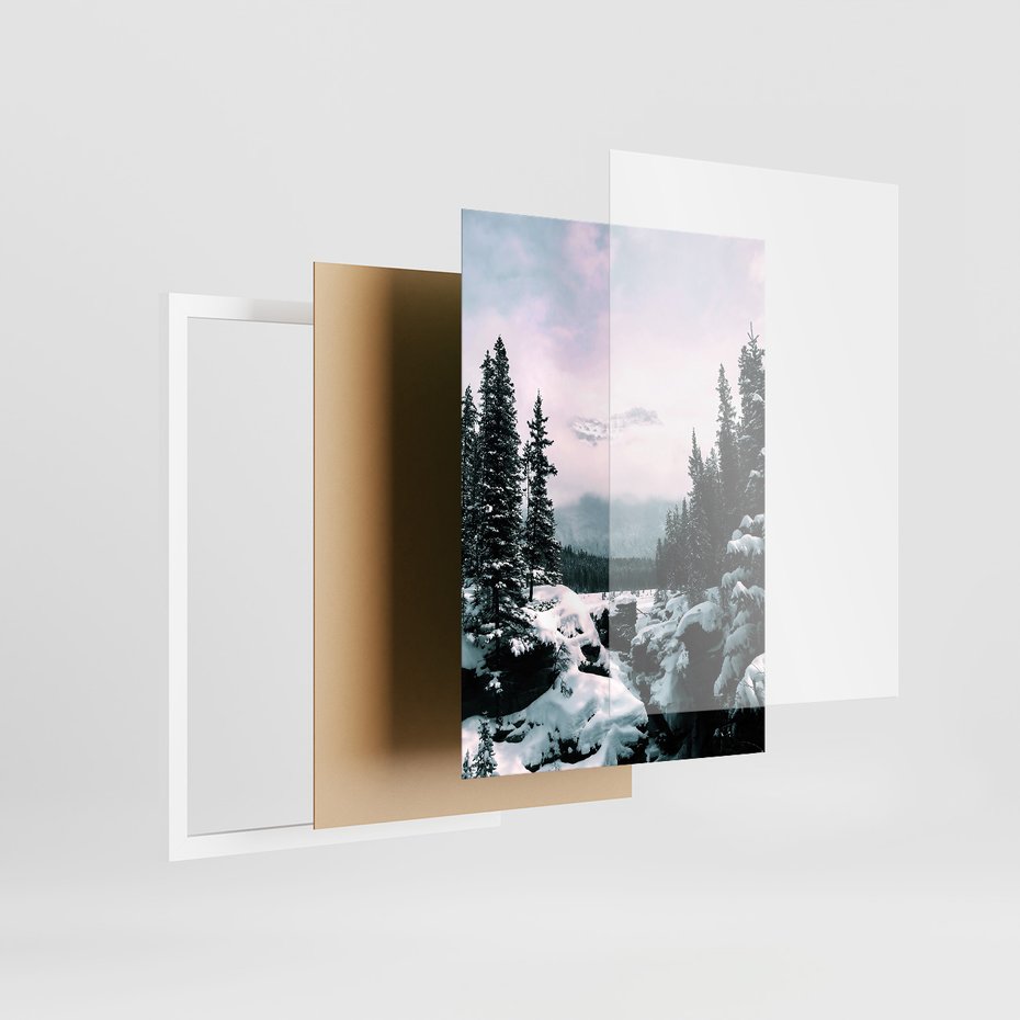 Zestaw obrazy w ramie, plakaty - góry, zima, lasy - rama biała