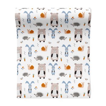 Tapeta - dziecięca, miś, królik, jeż