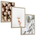 Zestaw obrazy w ramie, plakaty - róże, wino, pościel - rama drewno