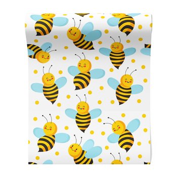 Tapeta - dziecięca, pszczoły, kropki, tło