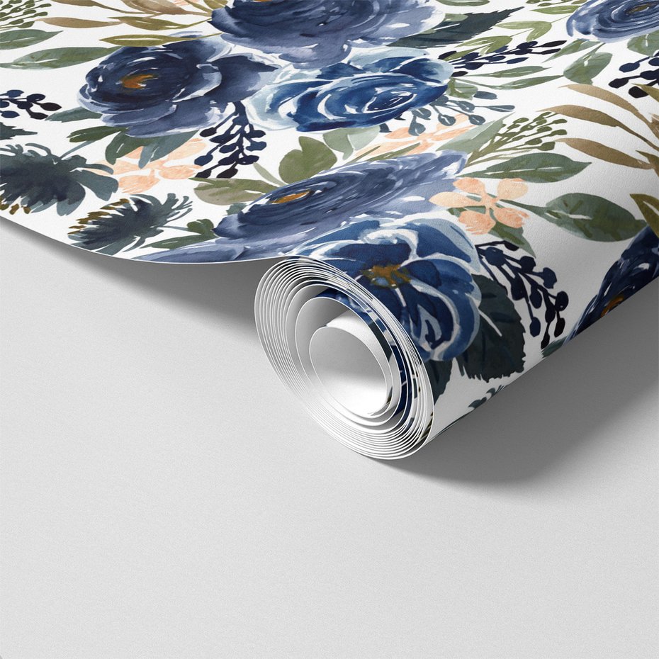 Tapeta - róże, liście, kompozycja