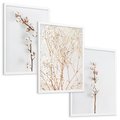 Zestaw obrazy w ramie, plakaty - bawełna, gałązki, delikatny - rama biała