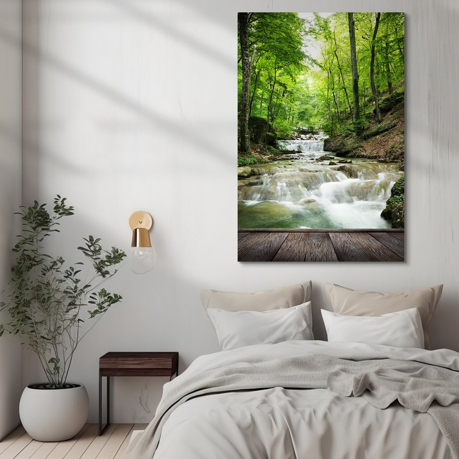 Obraz na płótnie - las, wodospad, natura