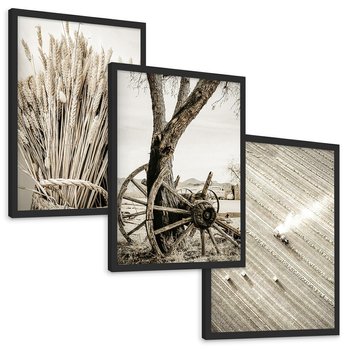 Zestaw obrazy w ramie, plakaty - wieś, rolnictwo, plony - rama czarna