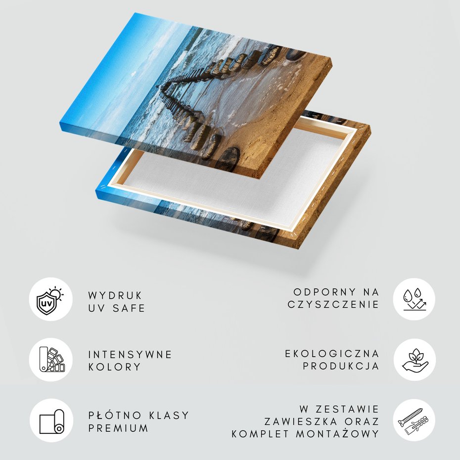 Obraz na płótnie - morze, plaża, drewno