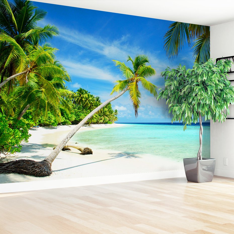 Fototapeta - plaża, palmy, morze