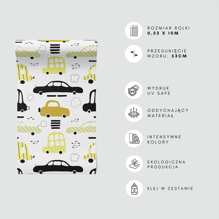Tapeta - dziecięca, samochody, chmury, kreskówki