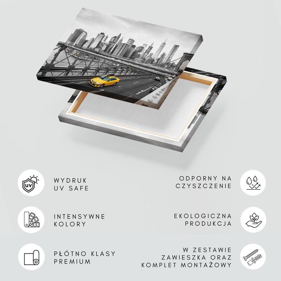 Obraz na płótnie - taksówka, miasto, most