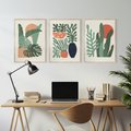 Zestaw obrazy w ramie, plakaty - liście, rośliny, abstrakcja - rama drewno