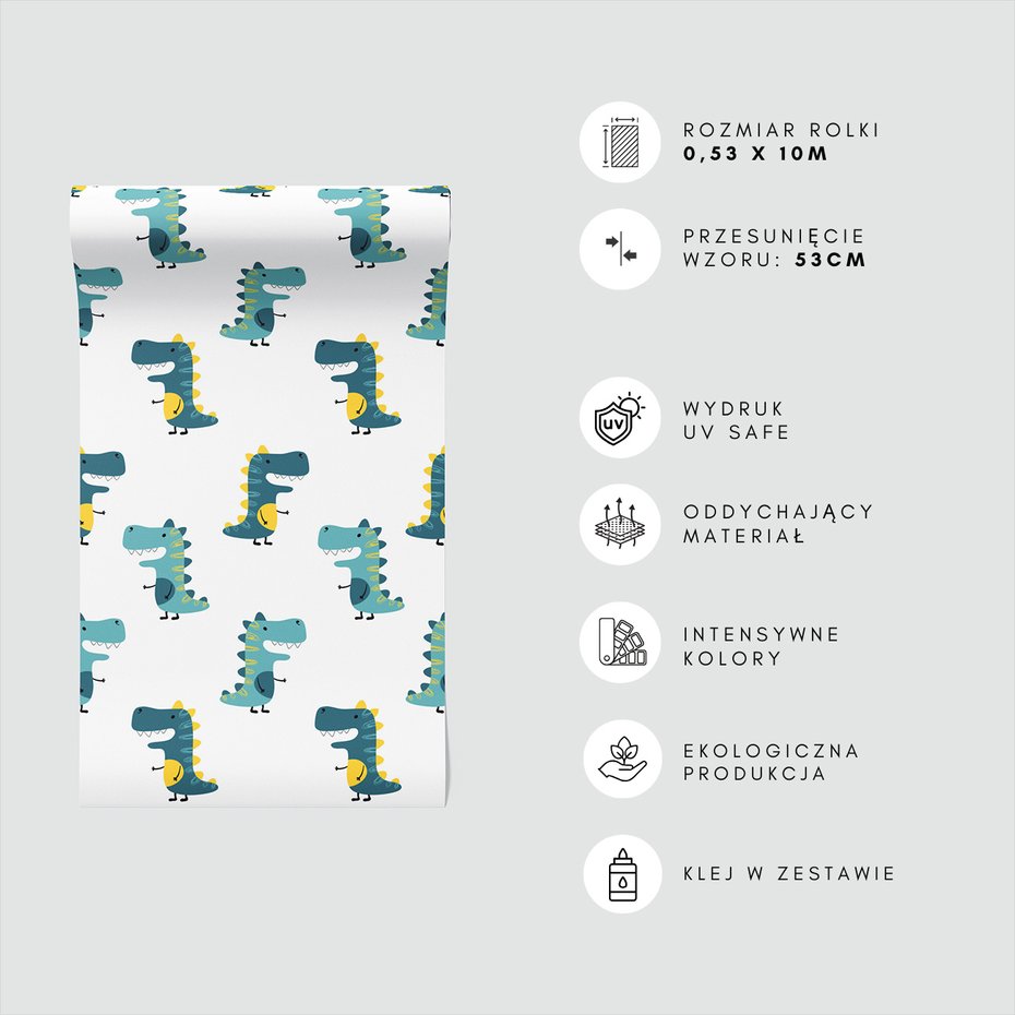 Tapeta - dziecięca, dinozaury, ilustracja, wzór