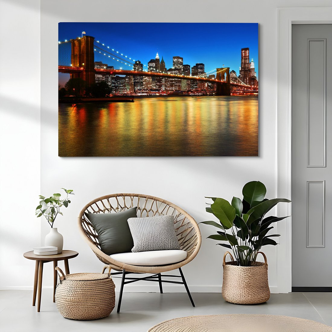 Obraz na płótnie - most, miasto, noc