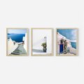 Zestaw obrazy w ramie, plakaty - Santorini, architektura, morze - rama drewno