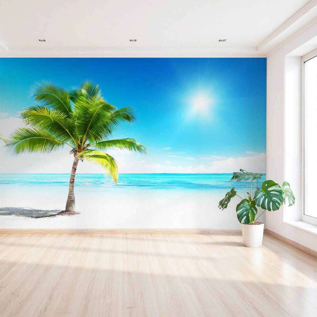 Fototapeta - palma, plaża, morze