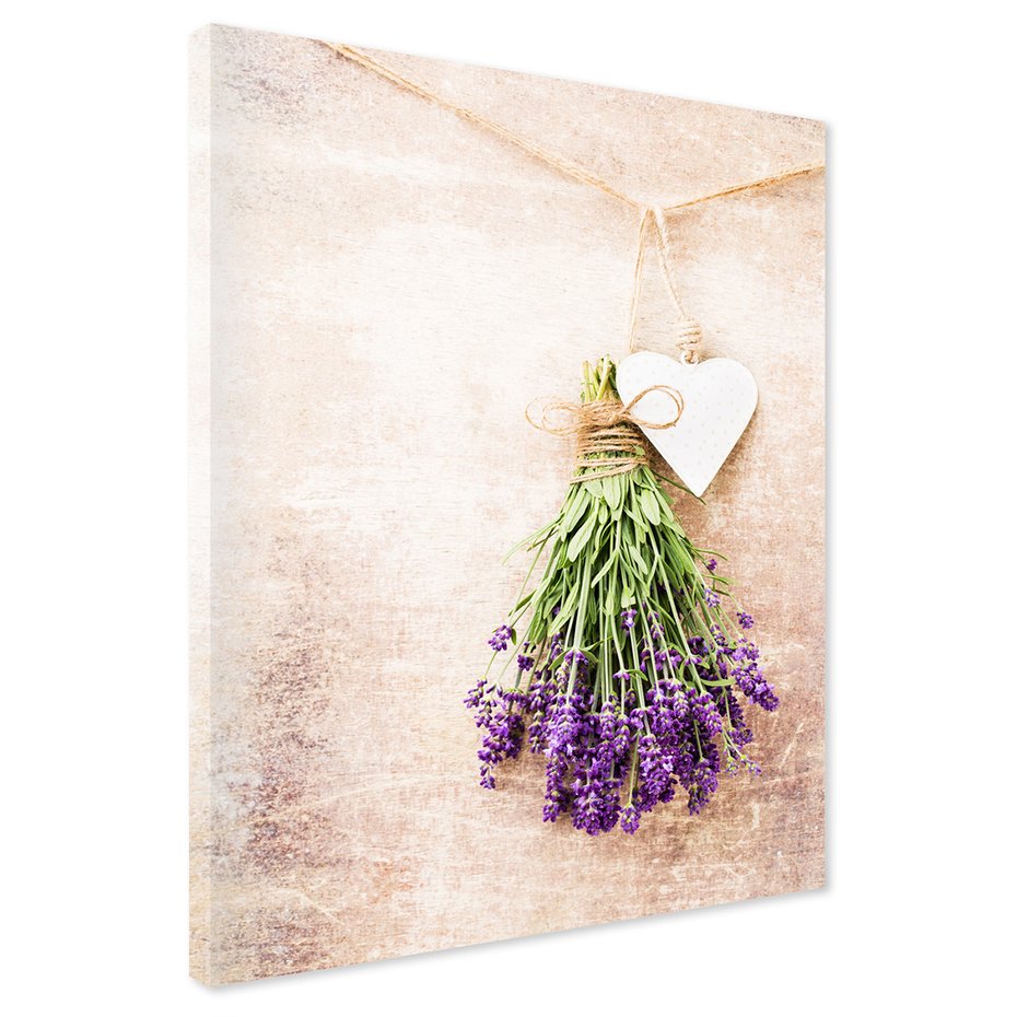 Obraz na płótnie - lawenda, kwiaty, serce
