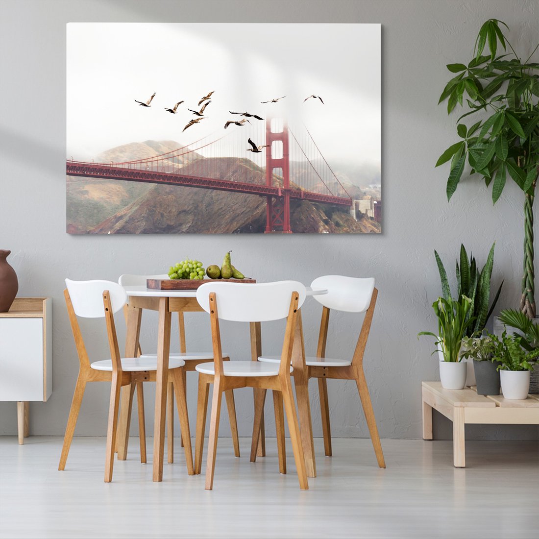 Obraz na płótnie - Most, Ptaki, Góry