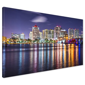 Obraz na płótnie - miasto, noc, woda