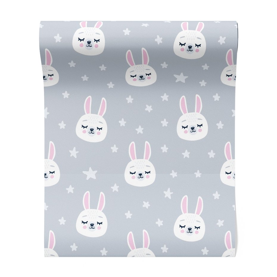 Tapeta - dziecięca, królik, gwiazdy, tło