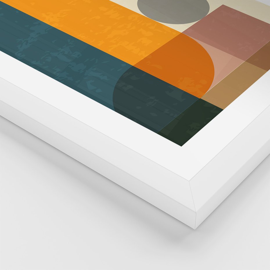 Zestaw obrazy w ramie, plakaty - geometryczne, abstrakcja, minimalizm - rama biała