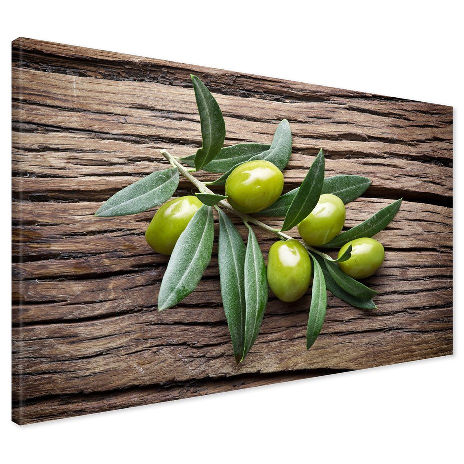 Obraz na płótnie - oliwki, liście, drewno
