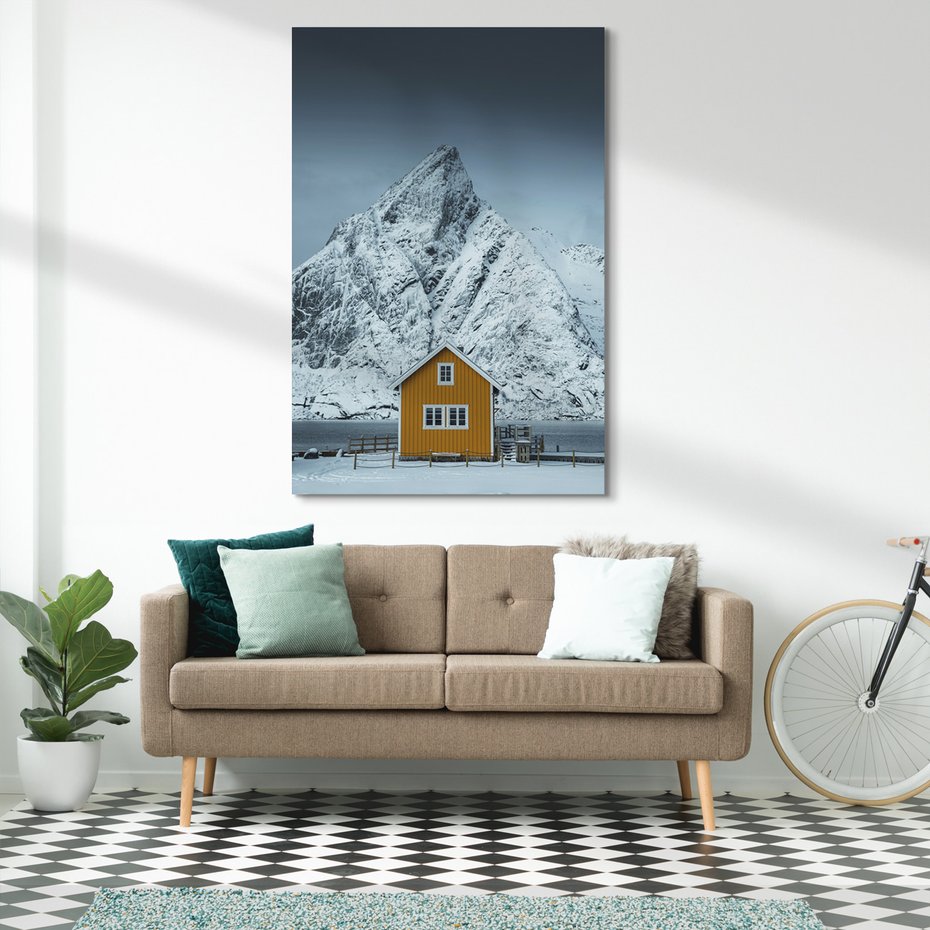 Obraz na płótnie - góry, śnieg, dom