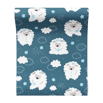 Tapeta - dziecięca, owce, chmury, wzór
