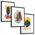 Zestaw obrazy w ramie, plakaty - liście, abstrakcja, rośliny - rama czarna