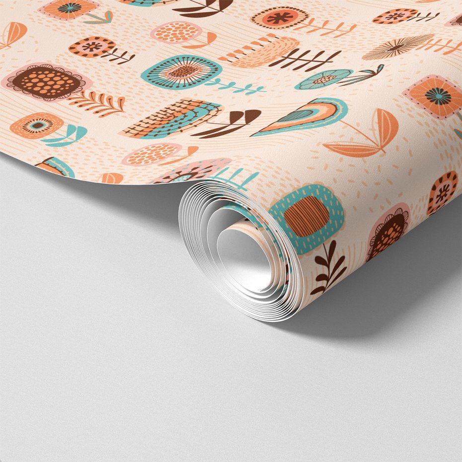 Tapeta - kwiaty, abstrakcja, retro