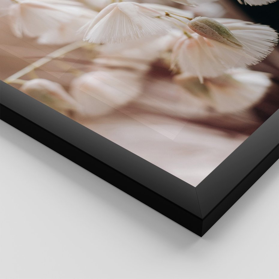 Zestaw obrazy w ramie, plakaty - kwiaty, trawa, pampasowa - rama czarna