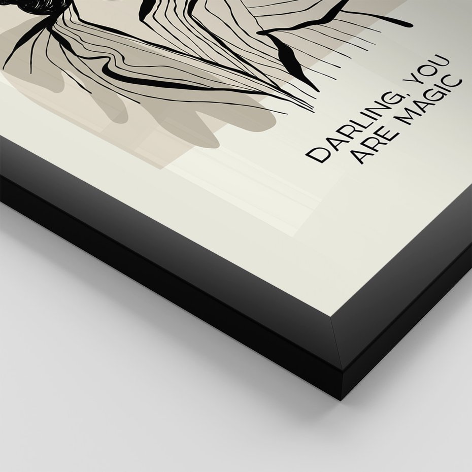 Zestaw obrazy w ramie, plakaty - kobieta, rysunek, portret - rama czarna