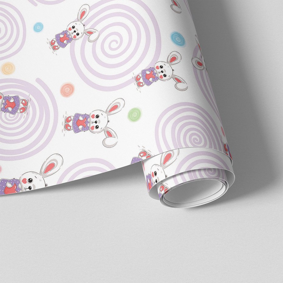 Tapeta - dziecięca, króliki, serca,