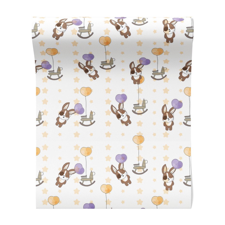 Tapeta - dziecięca, królik, zabawka, gwiazdy