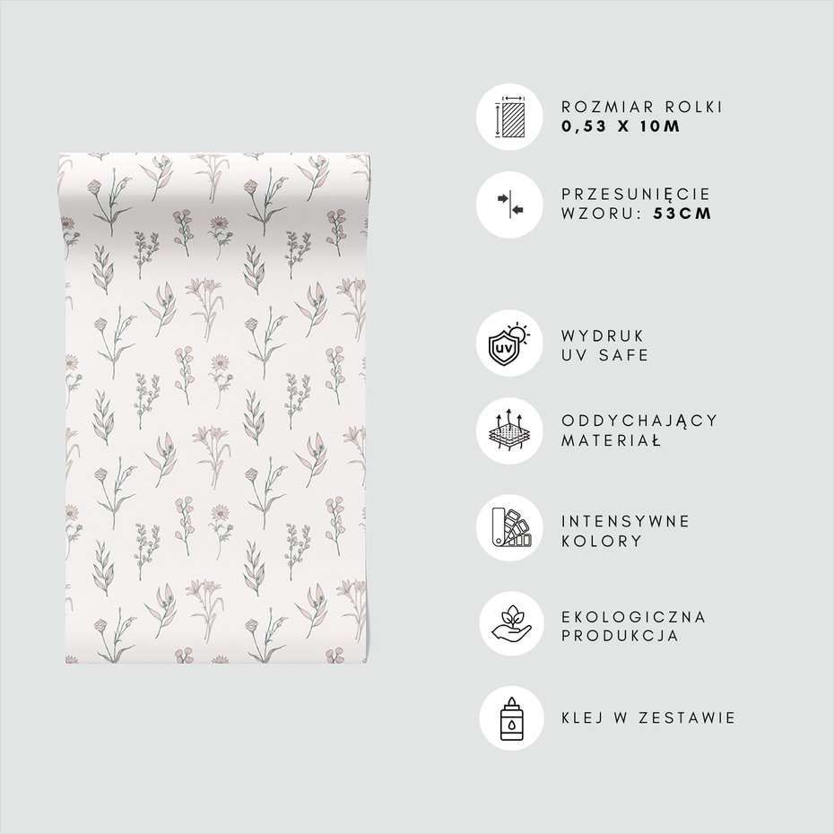 Tapeta - kwiaty, liście, wzór