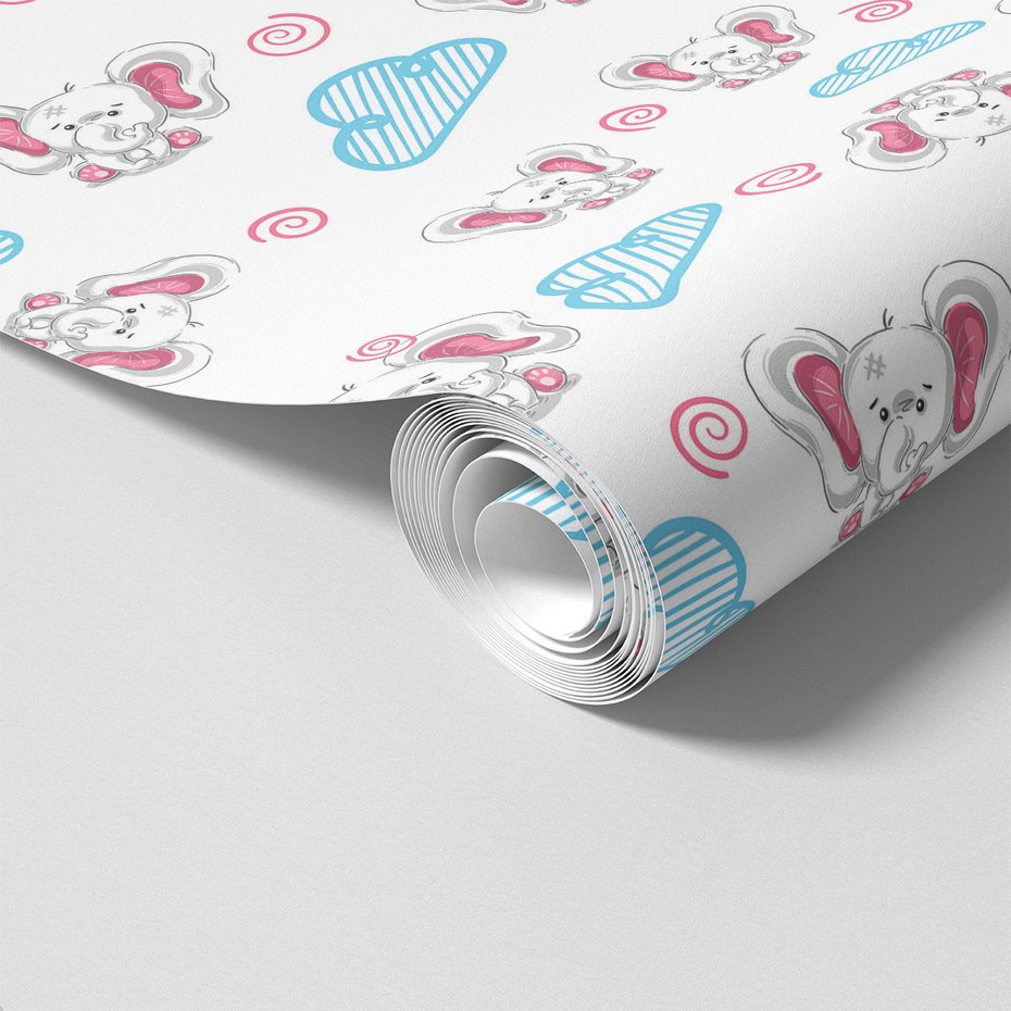 Tapeta - dziecięca, słoń, chmura,
