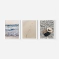 Zestaw obrazy w ramie, plakaty - plaża, morze, piasek - rama biała