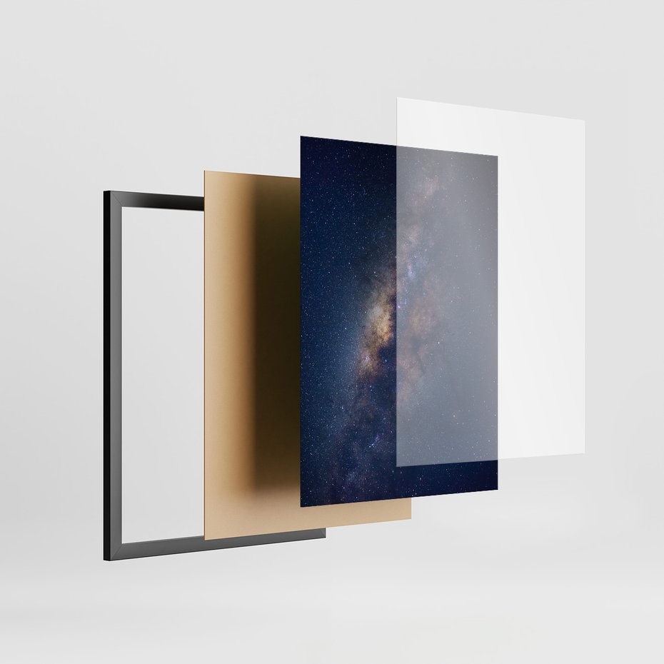 Zestaw obrazy w ramie, plakaty - gwiazdy, noc, galaktyka - rama czarna