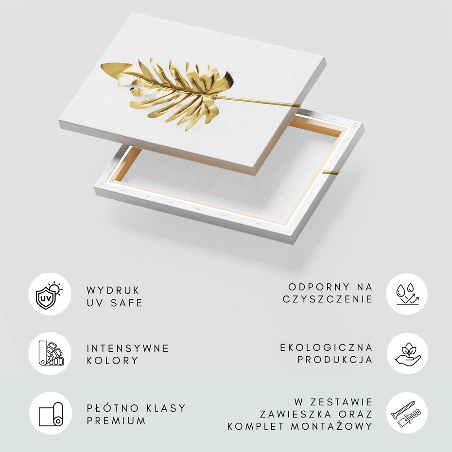 Obraz na płótnie - liść, złoty, metaliczny