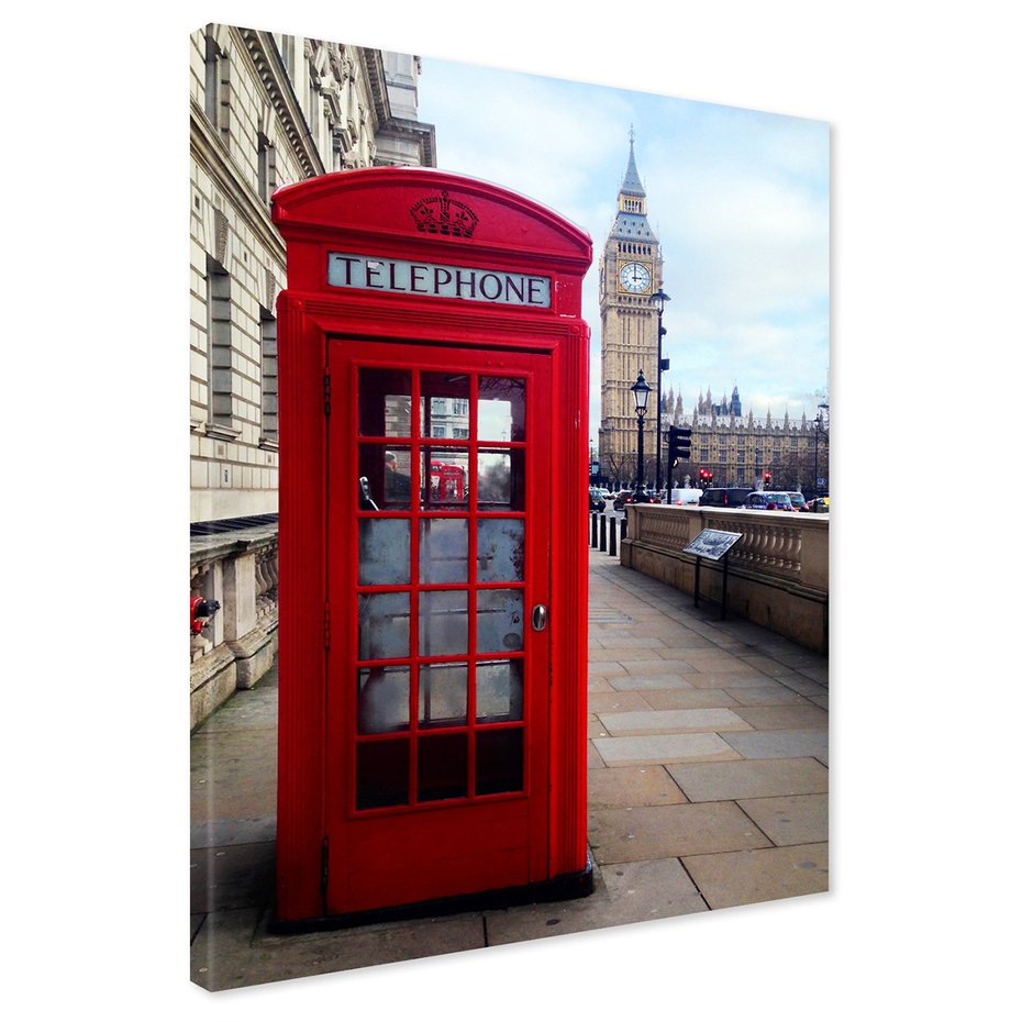 Obraz na płótnie - Londyn, budka telefoniczna, miasto