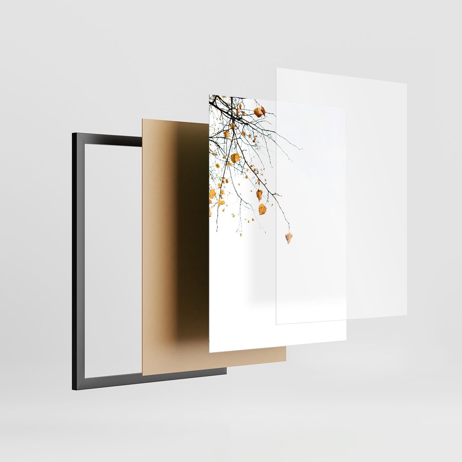 Zestaw obrazy w ramie, plakaty - liście, jesień, gałęzie - rama czarna