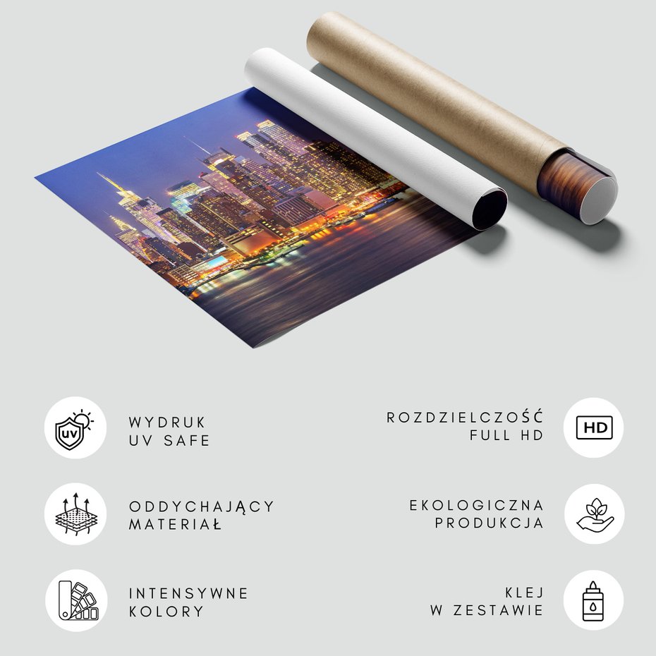 Fototapeta - miasto, noc, woda