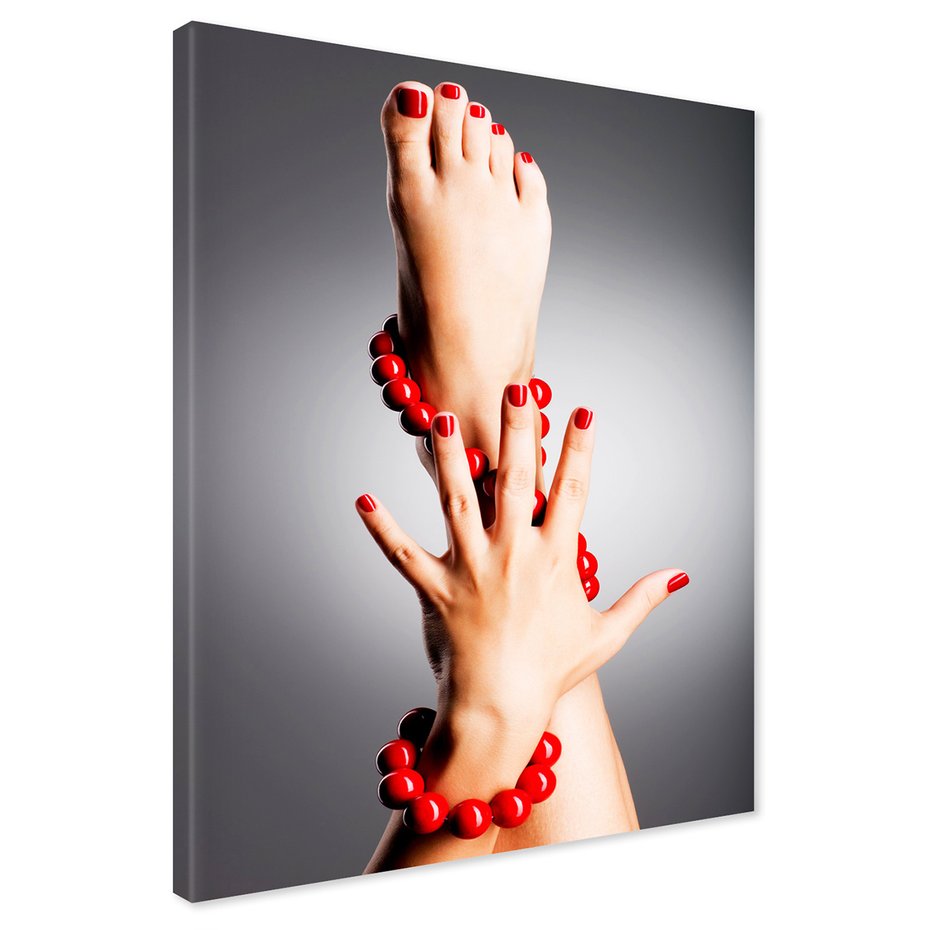 Obraz na płótnie - ręka, noga, czerwony