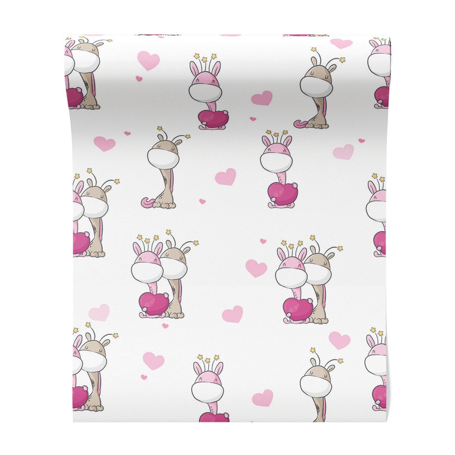 Tapeta - dziecięca, serca, postacie,