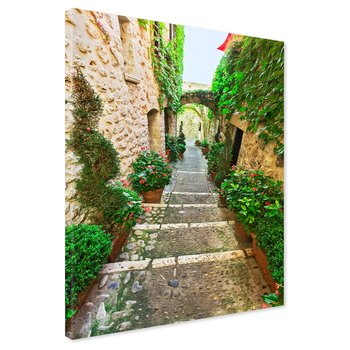 Obraz na płótnie - uliczka, kwiaty, roślinność