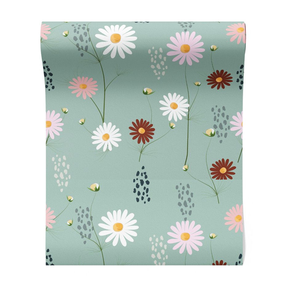 Tapeta - kwiaty, kropki, elegancja